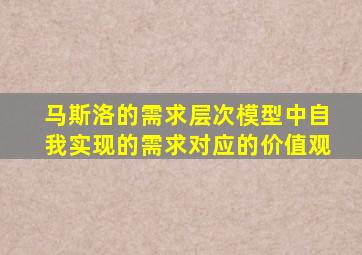 马斯洛的需求层次模型中自我实现的需求对应的价值观