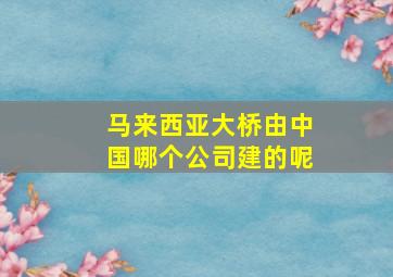 马来西亚大桥由中国哪个公司建的呢