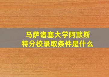 马萨诸塞大学阿默斯特分校录取条件是什么