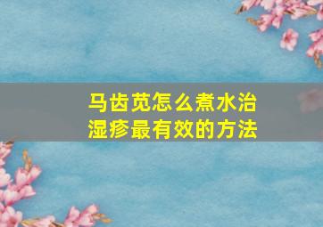 马齿苋怎么煮水治湿疹最有效的方法