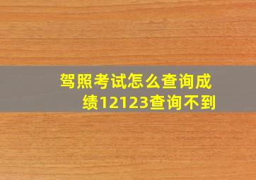 驾照考试怎么查询成绩12123查询不到