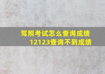 驾照考试怎么查询成绩12123查询不到成绩