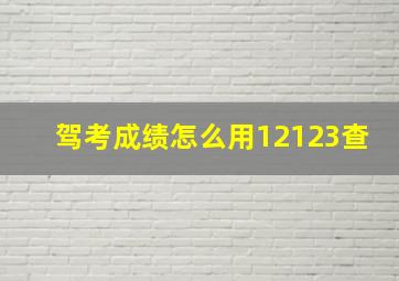 驾考成绩怎么用12123查