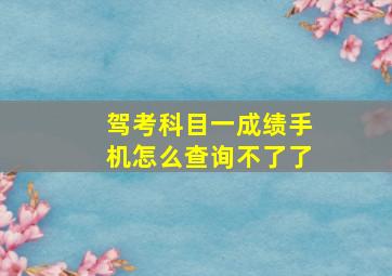 驾考科目一成绩手机怎么查询不了了