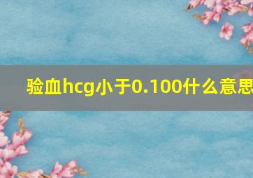 验血hcg小于0.100什么意思