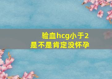 验血hcg小于2是不是肯定没怀孕