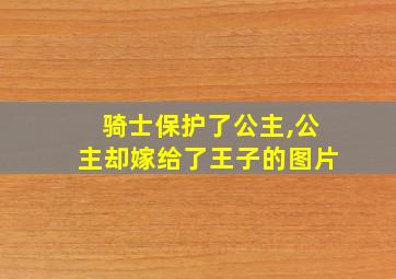 骑士保护了公主,公主却嫁给了王子的图片