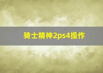 骑士精神2ps4操作