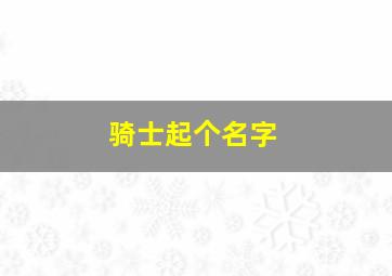 骑士起个名字