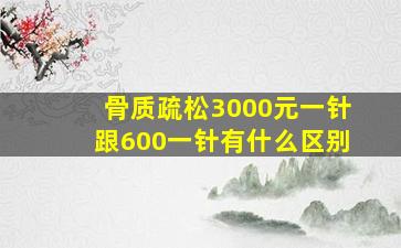 骨质疏松3000元一针跟600一针有什么区别