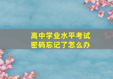 高中学业水平考试密码忘记了怎么办