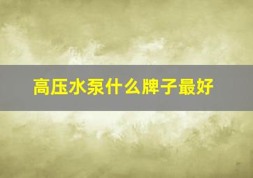 高压水泵什么牌子最好