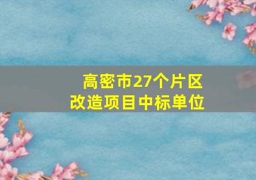 高密市27个片区改造项目中标单位