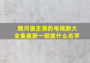 魏河俊主演的电视剧大全集最新一部是什么名字