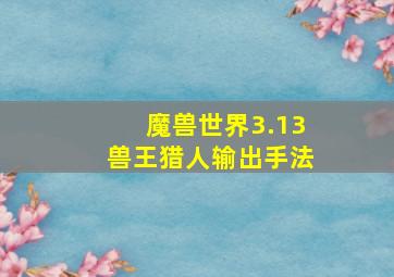 魔兽世界3.13兽王猎人输出手法