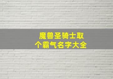 魔兽圣骑士取个霸气名字大全