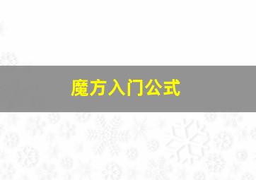 魔方入门公式