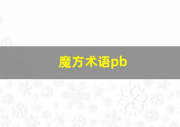 魔方术语pb