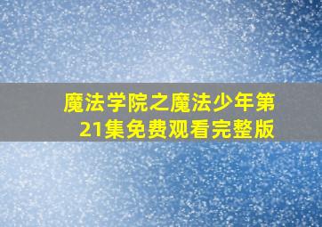 魔法学院之魔法少年第21集免费观看完整版