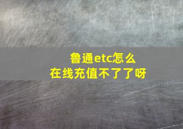 鲁通etc怎么在线充值不了了呀