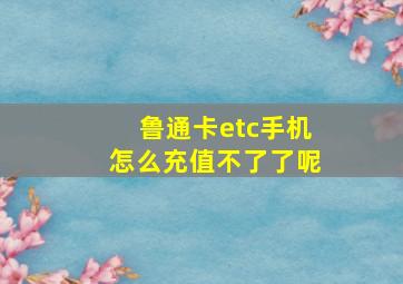 鲁通卡etc手机怎么充值不了了呢