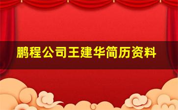 鹏程公司王建华简历资料