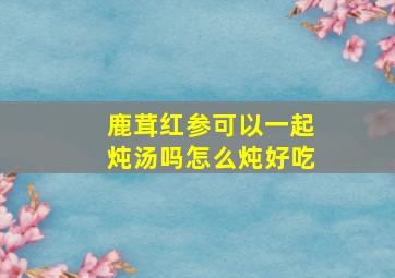 鹿茸红参可以一起炖汤吗怎么炖好吃