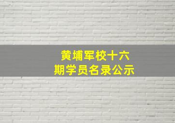 黄埔军校十六期学员名录公示