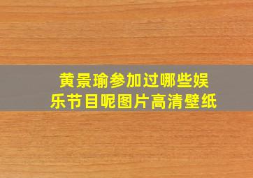 黄景瑜参加过哪些娱乐节目呢图片高清壁纸