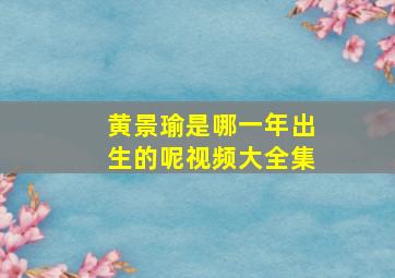 黄景瑜是哪一年出生的呢视频大全集