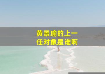 黄景瑜的上一任对象是谁啊