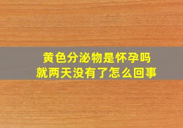 黄色分泌物是怀孕吗就两天没有了怎么回事