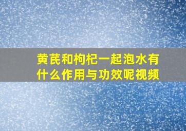 黄芪和枸杞一起泡水有什么作用与功效呢视频