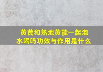 黄芪和熟地黄能一起泡水喝吗功效与作用是什么