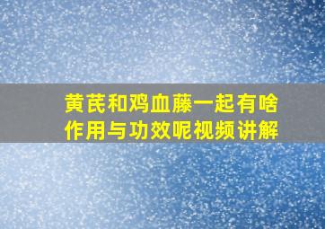 黄芪和鸡血藤一起有啥作用与功效呢视频讲解