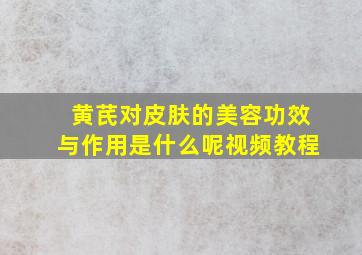 黄芪对皮肤的美容功效与作用是什么呢视频教程