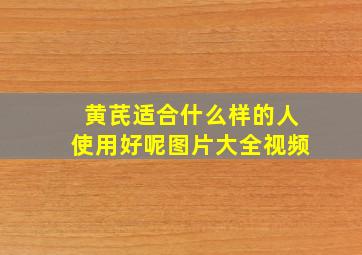 黄芪适合什么样的人使用好呢图片大全视频