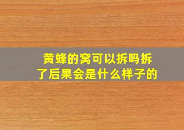 黄蜂的窝可以拆吗拆了后果会是什么样子的