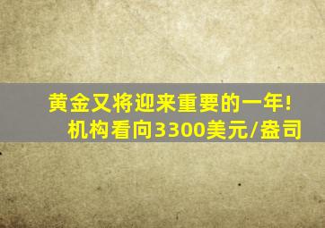 黄金又将迎来重要的一年!机构看向3300美元/盎司