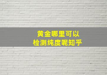 黄金哪里可以检测纯度呢知乎