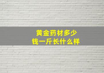 黄金药材多少钱一斤长什么样