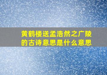 黄鹤楼送孟浩然之广陵的古诗意思是什么意思