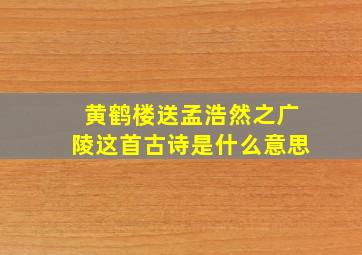 黄鹤楼送孟浩然之广陵这首古诗是什么意思