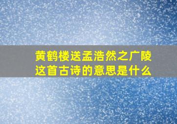 黄鹤楼送孟浩然之广陵这首古诗的意思是什么