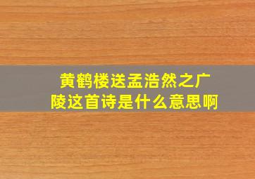 黄鹤楼送孟浩然之广陵这首诗是什么意思啊