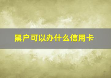 黑户可以办什么信用卡