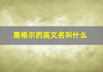 黑格尔的英文名叫什么