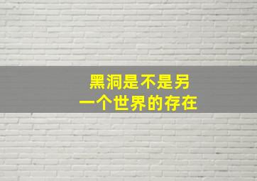 黑洞是不是另一个世界的存在