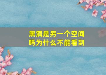 黑洞是另一个空间吗为什么不能看到