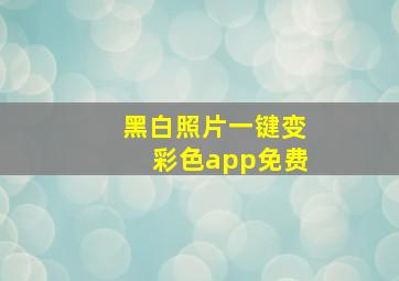 黑白照片一键变彩色app免费